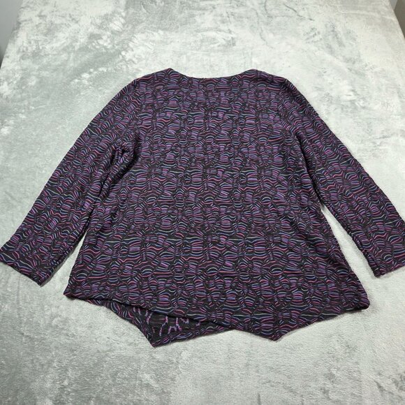 Habitat Top Large Black Purple Textured Asymmetric Lagenlook Stretch Artsy Tunic - Picture 5 of 7